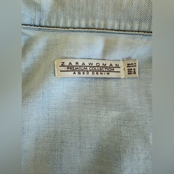 Zara Woman Premium Denim Moto Jacket Cropped Light Wash Biker Distressed M Y2K - Picture 5 of 10